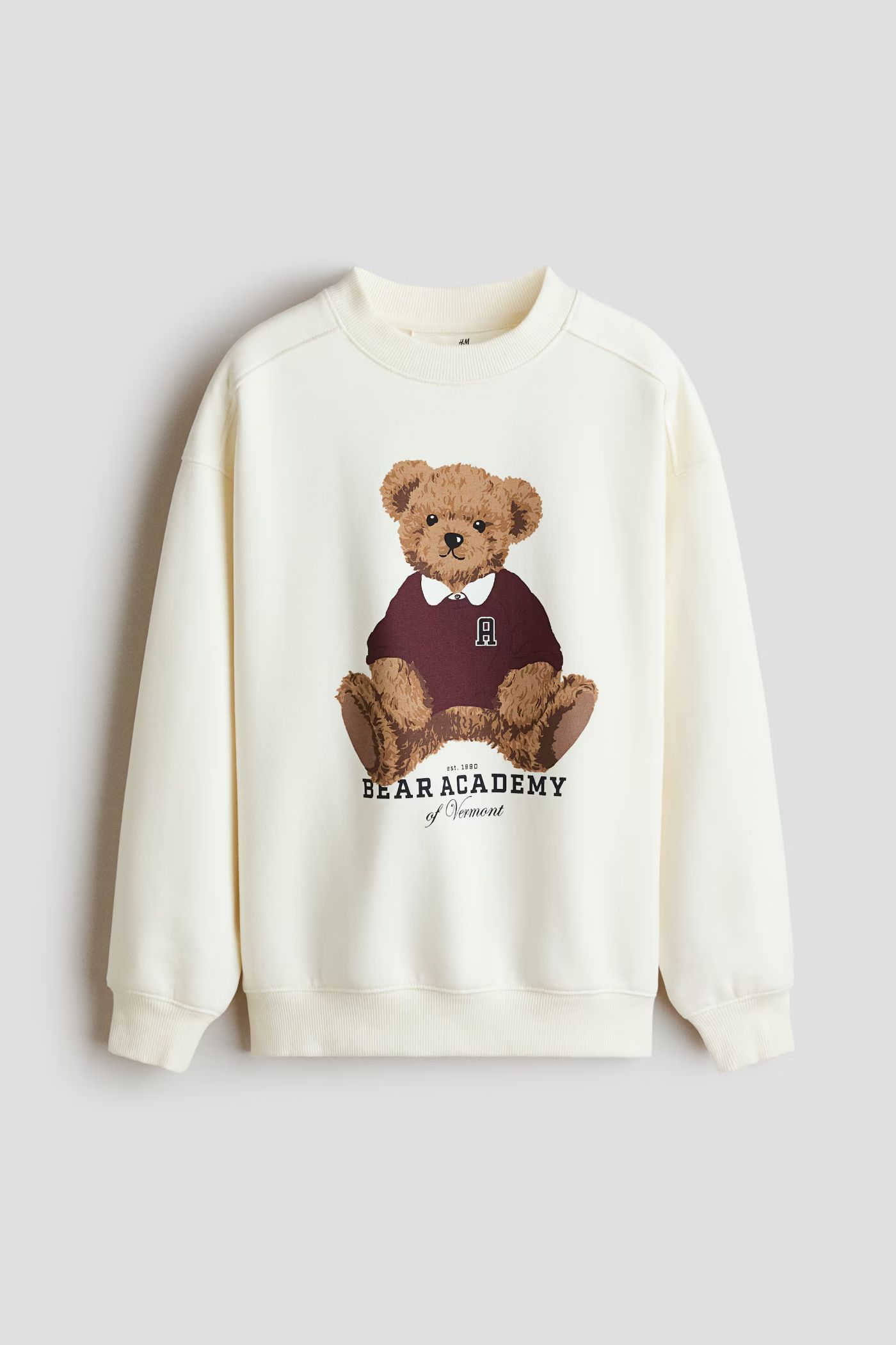 Sweatshirt med tryk Loose Fit Farve:Creme/Bamse